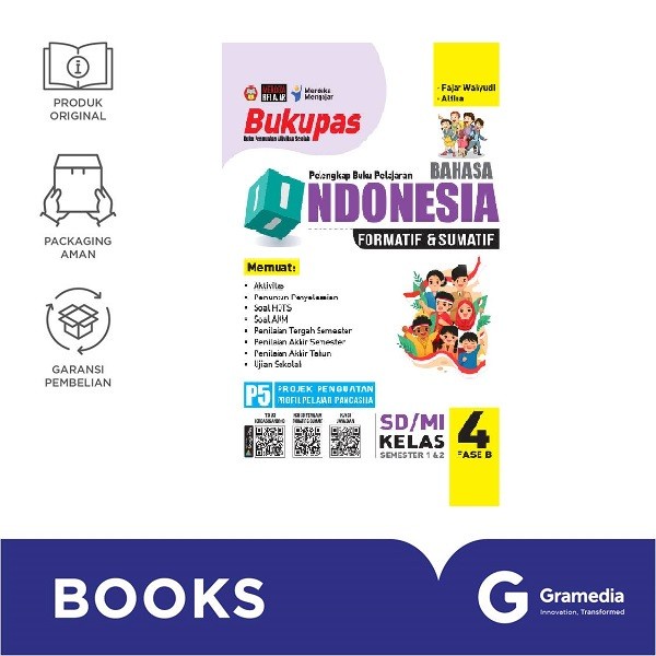 

terbaru !!! gramedia buku sd/mi kls.4 bukupas bahasa indonesia : kur.merdeka ready