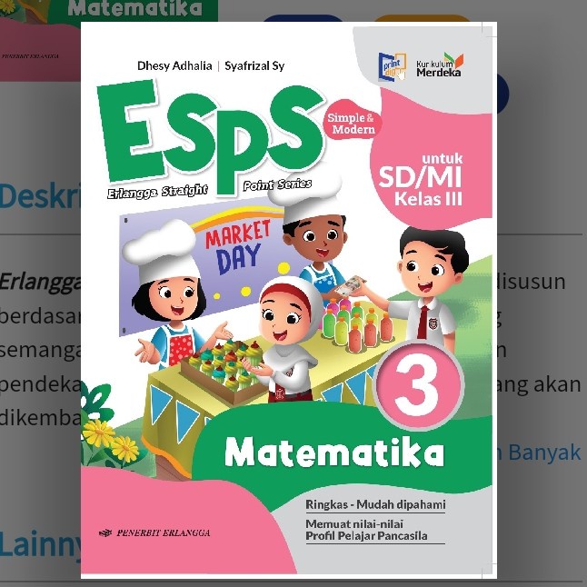 

terbaru !!! esps matematika sd kelas 3 erlangga kurikulum merdeka ready