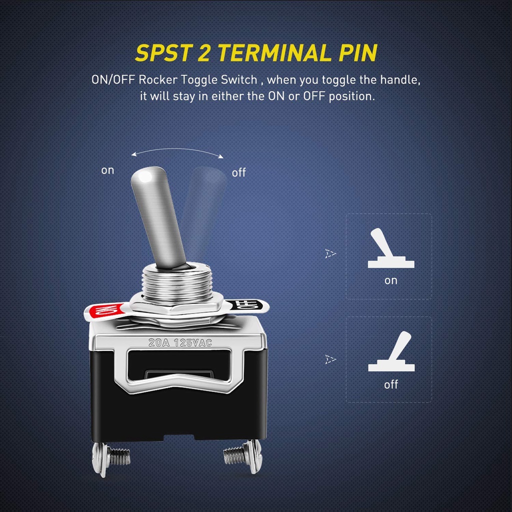 Heavy Duty Rocker Toggle 2Pin Metal SPST Toggle Switch Waterproof Boot Cap Cover Car Boat Rocker Tog