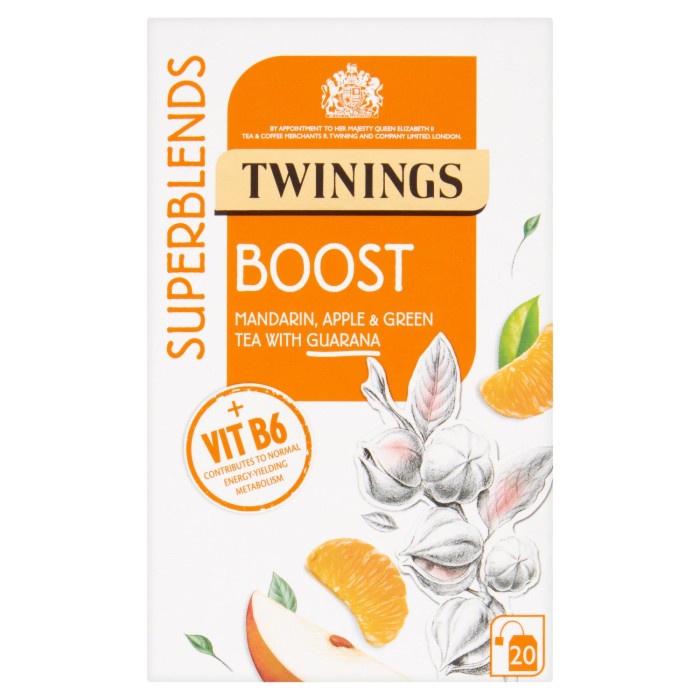 

Twinings Superblends Boost With Mandarin Apple & Green Tea 20 X 2 Gram