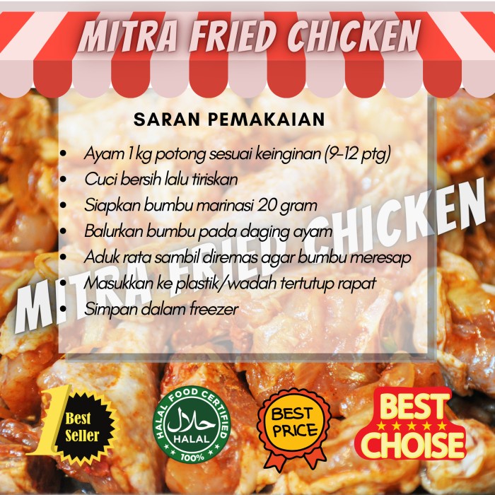 

Bumbu Marinasi Fried Chicken Premium Berat 1 kg Merk Juara food