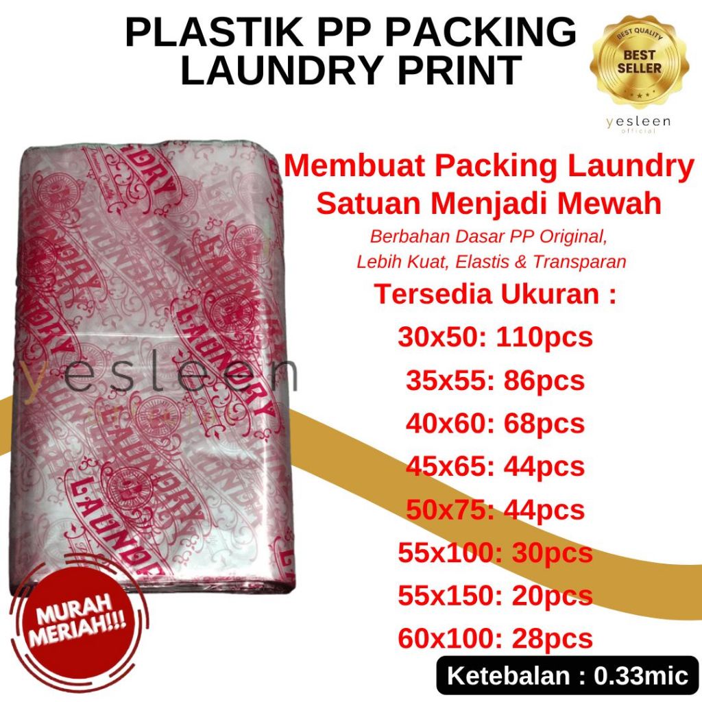 [1Kg] Plastik Packing Laundry Sablon Premium / Plastik Laundry Kiloan / Plastik PP Print/Sablon