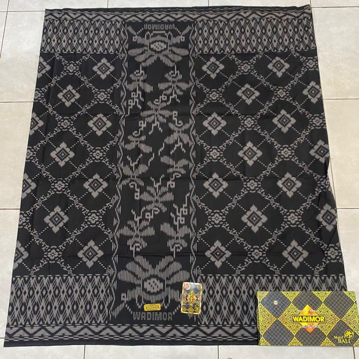 Kain Sarung Wadimor Muslim Dewasa Motif Batik Bunga Bali Tenun Katun Special Hitam Black Santri