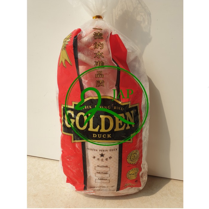 

Promo Terbatas Bebek Peking (2,24-2,39 Kg) Daging Beku Frozen Golden Hibrida Muda Aman