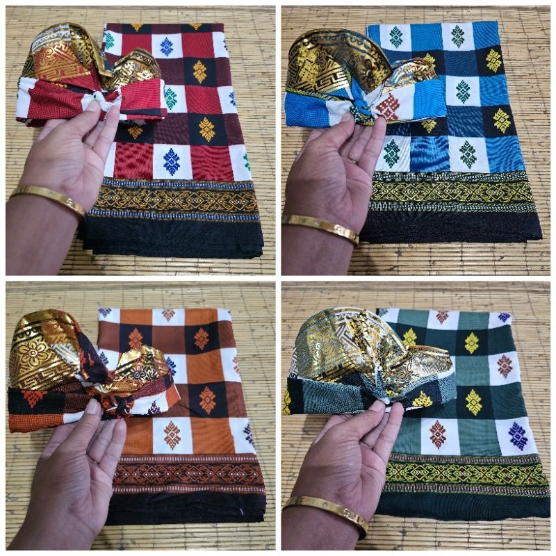 {{ Set Sarung Bali Kotak Dan Udeng / Sarung Motif Kotak / Sarung Catur Bali / Sarung Kotak Bali Set