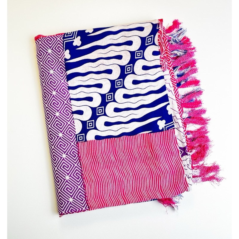 {{ Kain Pantai Sarong Bali Rayon Batik Klasik Pink Biru Ready }}