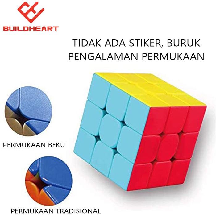 Ready Buildheart 3X3X3 Mainan Kubus Rubik,Rubik 3X3 Tanpa Stiker, Kubus Rubik Mainan Pendidikan