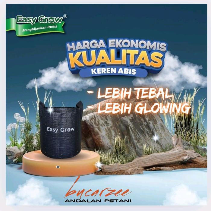 Easy Grow Planter Bag Hitam 100 Liter. Bahan Tebal Bulat Round Bottom