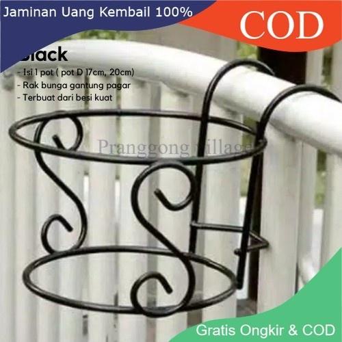 POT BUNGA BESI / Rak Pot Bunga Gantung Pagar balkon S /Rak Gantungan Besi Pot Pagar/Standing pot
