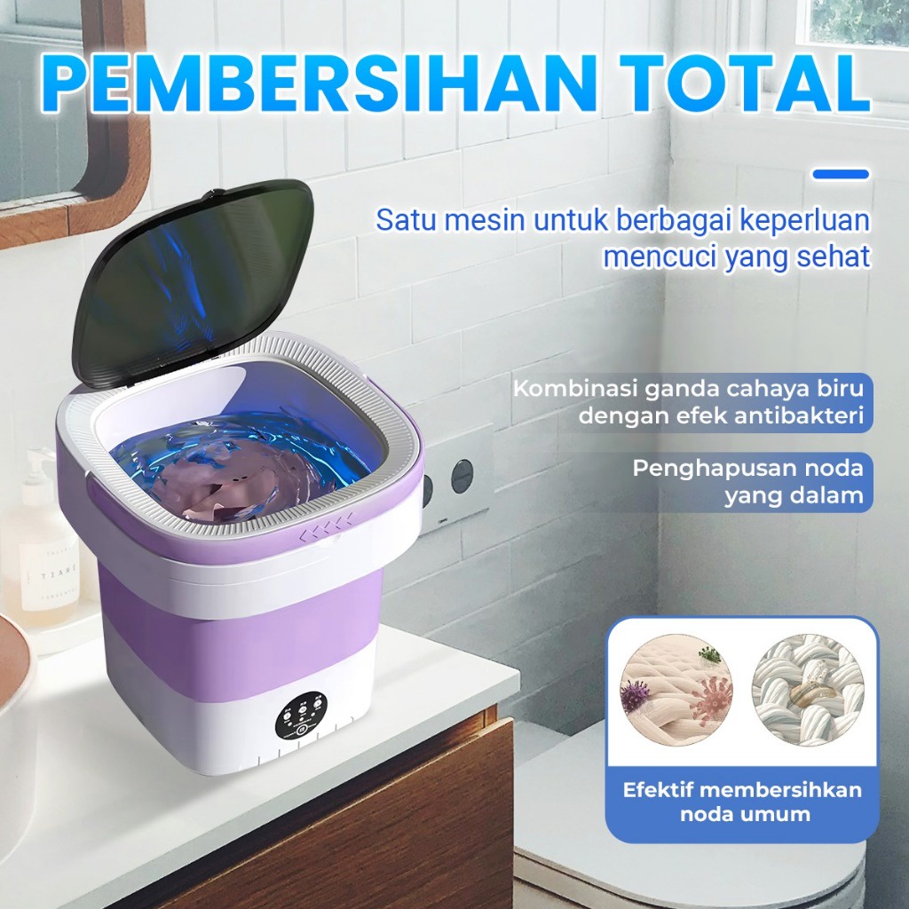 Mesin Cuci Lipat Mini Dan Pengering Pakaian Kapasitas 12L