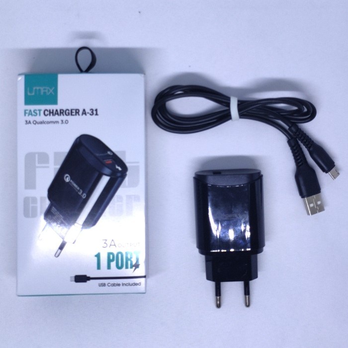 (BestSeller) TC Charger UMAX A31 Fast Charging Qualcomm QC 3.0 + kabel