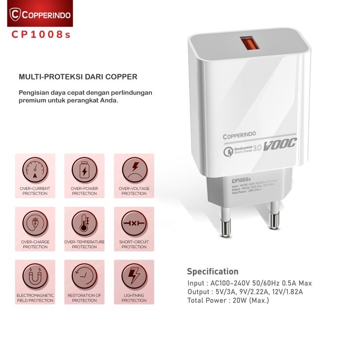(BestSeller) COPPER CHARGER UP TO 20 WATT ( TIPE CP 1008 )