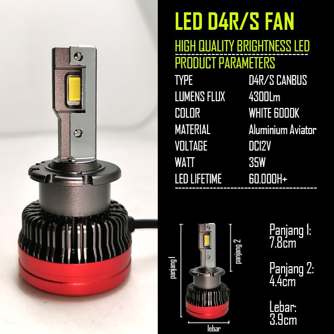 Led D4R D4S Fan Red Base 6000K Pnp