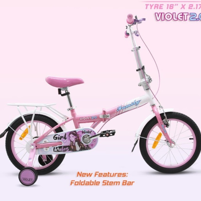 Sepeda lipat 16 inc anak Family violet 2.0 edisi Dora the explorer SNI Kode 82