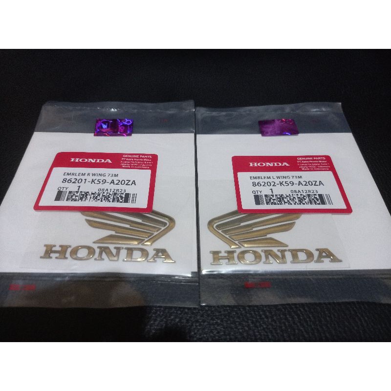 emblem timbul sayap honda gold (set)