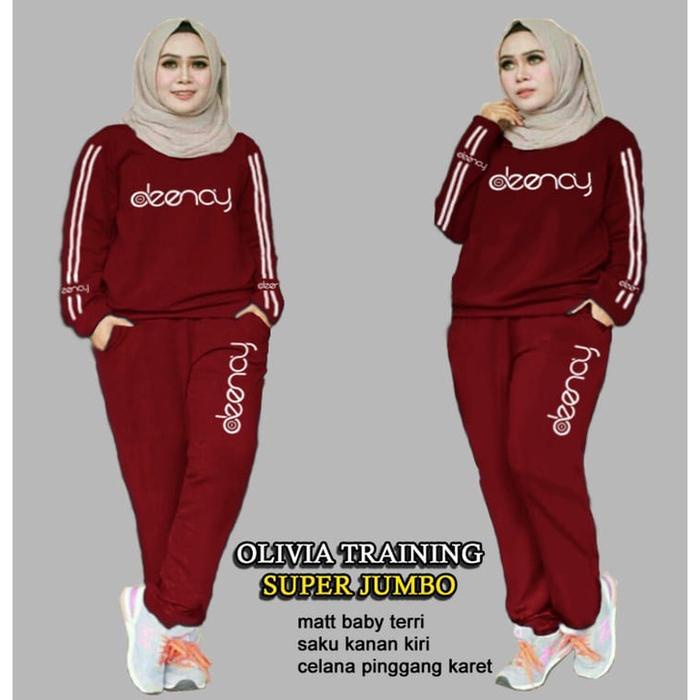 Pik - Setelan Olahraga Wanita Hijab Marimar Olivia M L Xl Xxl 3Xl Training Baju Celana Kaos Muslim