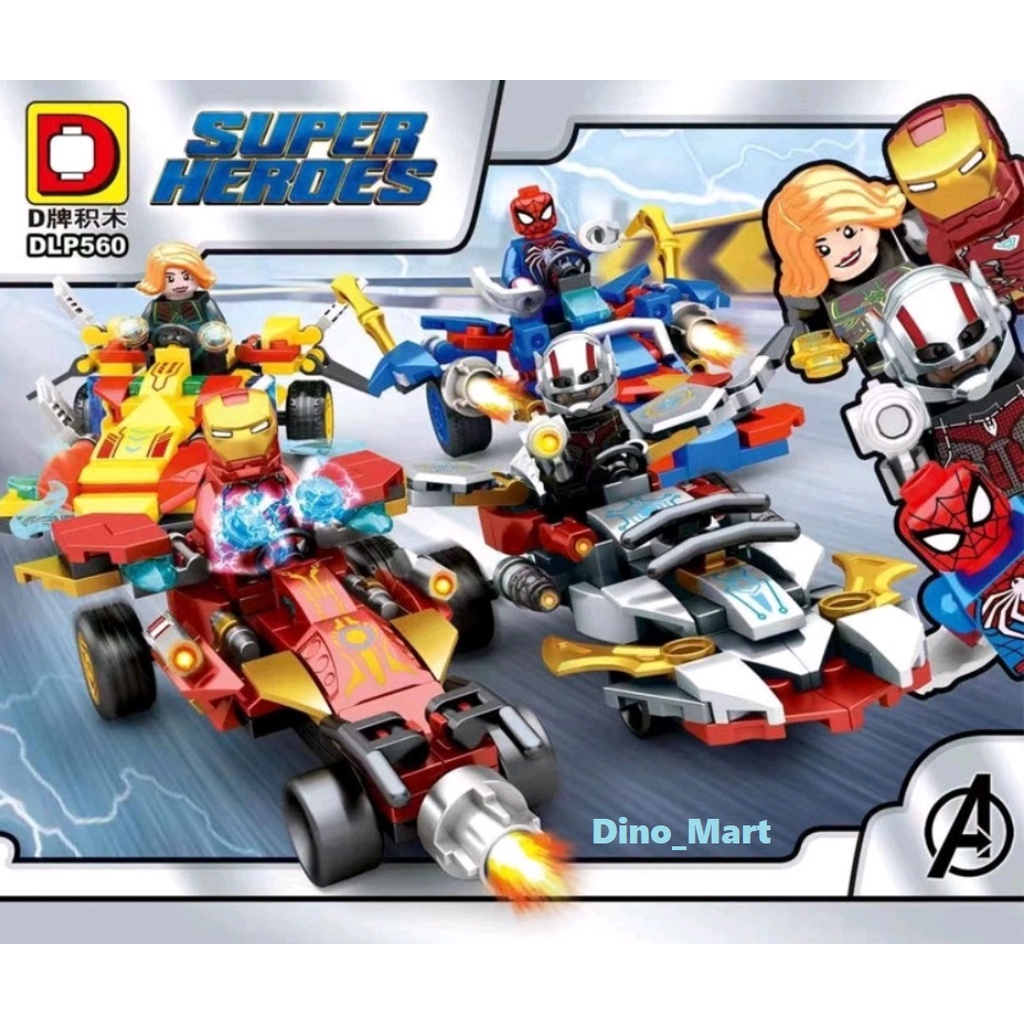 {{ Brick Super Hero Marvel Avengers Mobil Pullback Dan Minifigure Dlp 560 Ready }}
