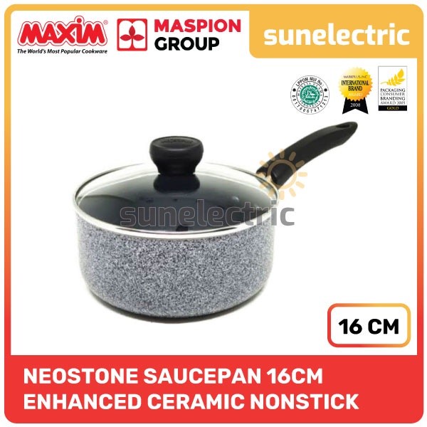 Maxim Neostone Saucepan Panci Keramik Anti Lengket 16 cm + Tutup Kaca