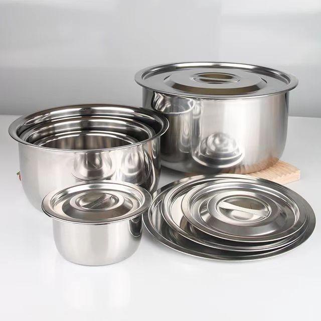 Panci Set Stock Pot Panci Susu Mini Stainless Steel Panci Soup Pot Baskom dengan Tutup Kitchenware