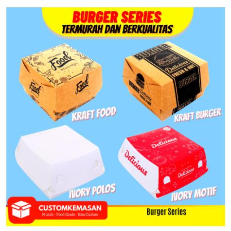 Yuk- Box Burger, Dus Burger, Kemasan Burger, Tempat Burger, Paper Tray Burger, Wadah burger