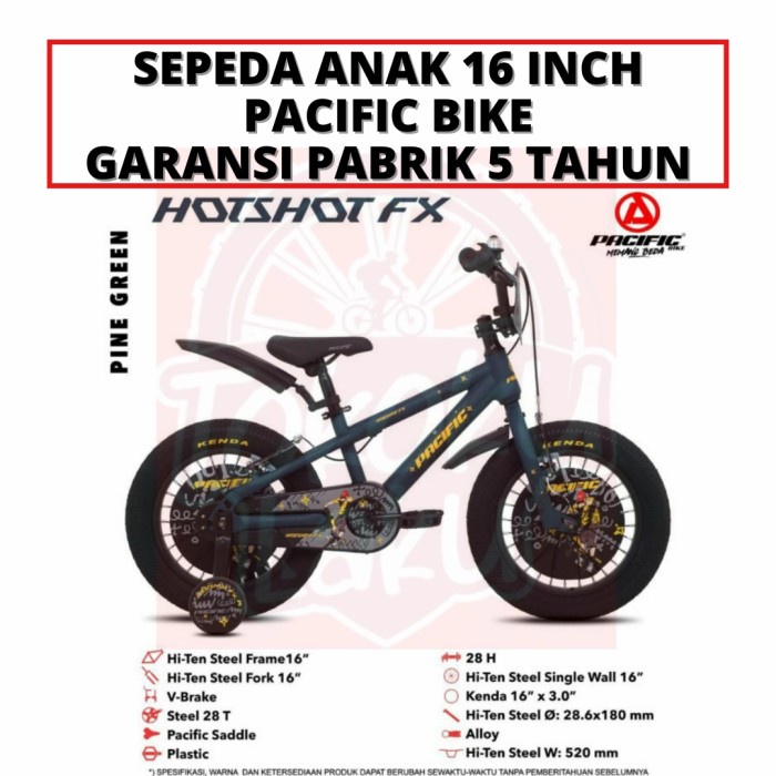 Unik Sepeda Anak 16 Inch Pacific Bike Hotshot Bmx 16" Laki Laki Roda 4