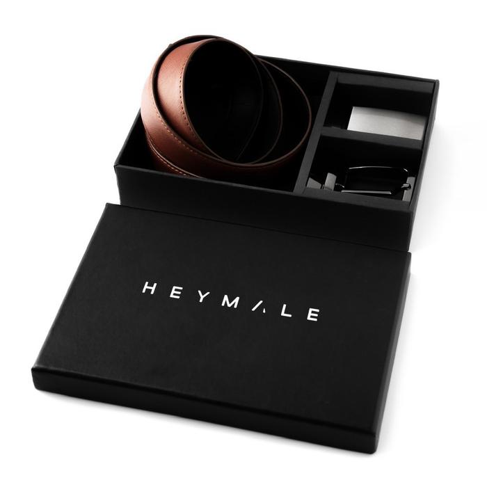 *TOP* HEYMALE REVERSIBLE BELT BUNDLING PACKAGE IKAT PINGGANG PRIA BLACK - BROWN