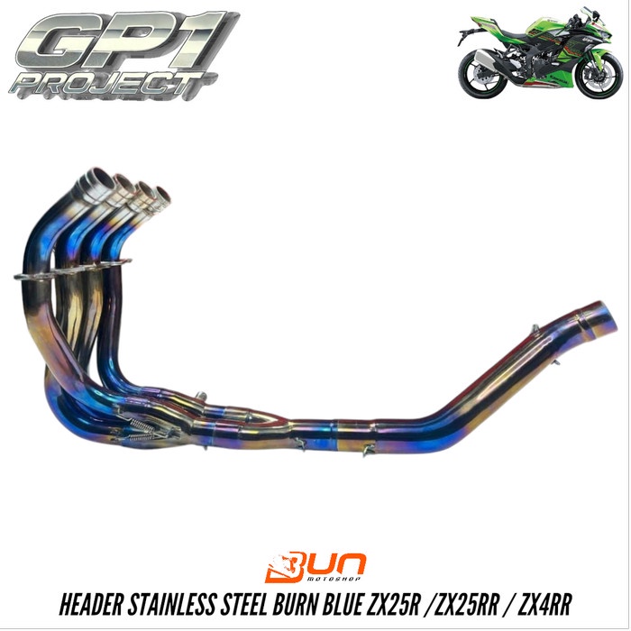 Terbagus Bun Header Kit Ss Burn Blue Biru Fullsystem Zx25R Zx25Rr Zx4Rr 2Pipe