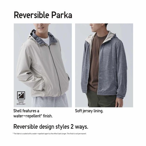 Uniqlo Jaket Pria Parka Reversible Olive