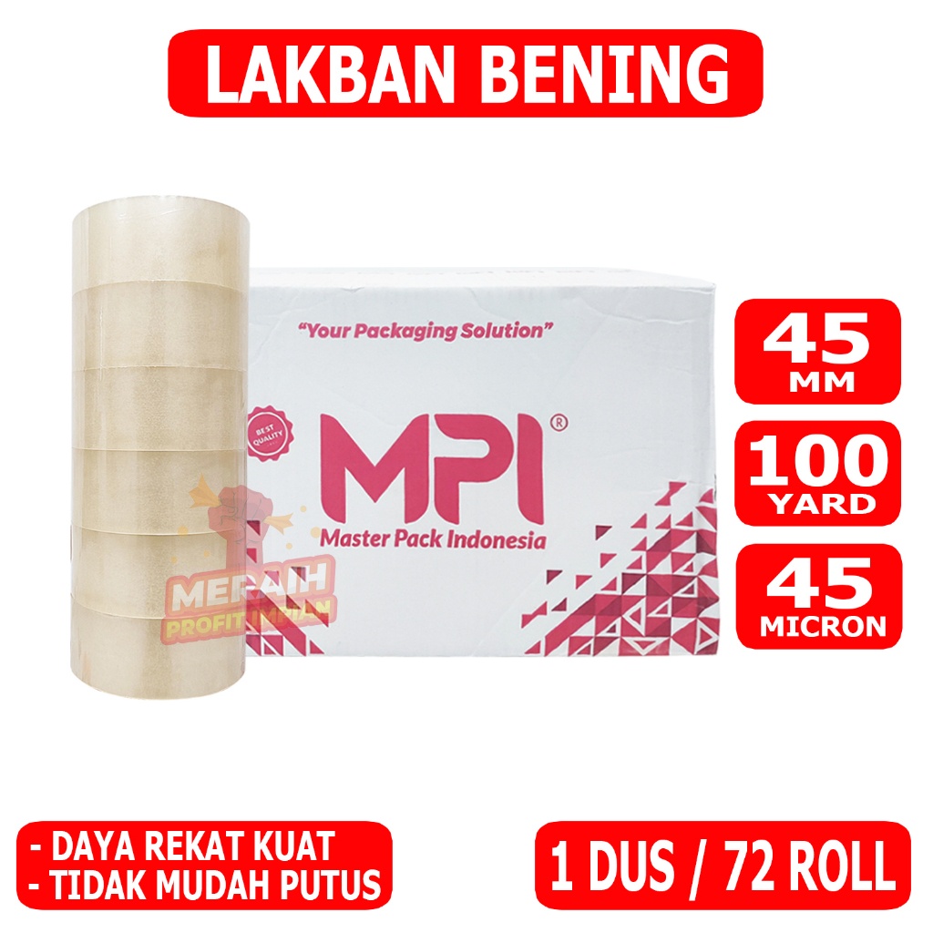 

1 Dus / 72 Pcs - Lakban Bening 100 Yard - Lakban MPI 45 mm x 100 Yard