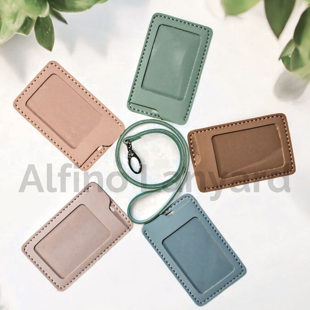 

Holder Id Card Lanyard Kulit Name tag Warna Pastel Name Tag Lanyard Kulit 3 Slot Kartu