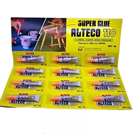 

(isi 12) ALTECO 110 Lem super glue 3 gram original 100% asli - 1 renteng