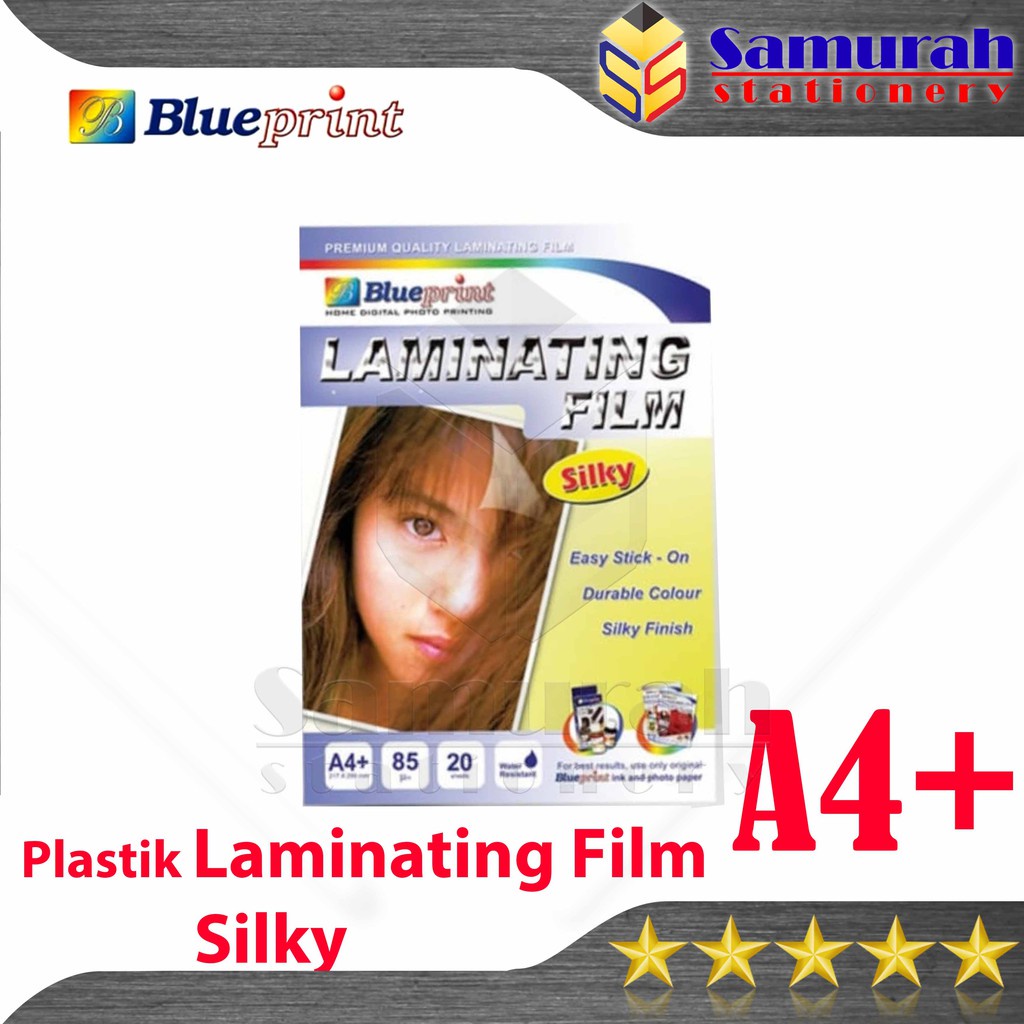 

Plastik Laminating Film Tempel Glossy / Silky Blueprint A4+ 55 / BP - GFA455 / Laminating dingin