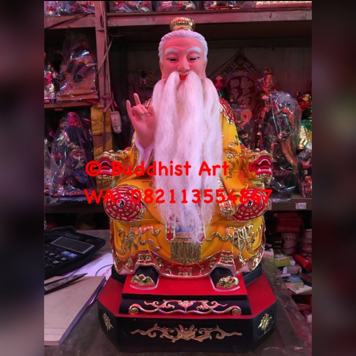 PATUNG DEWA TAI SHANG LAO JUN TAI SIONG 16 INCH FIBER BAJU KUNING