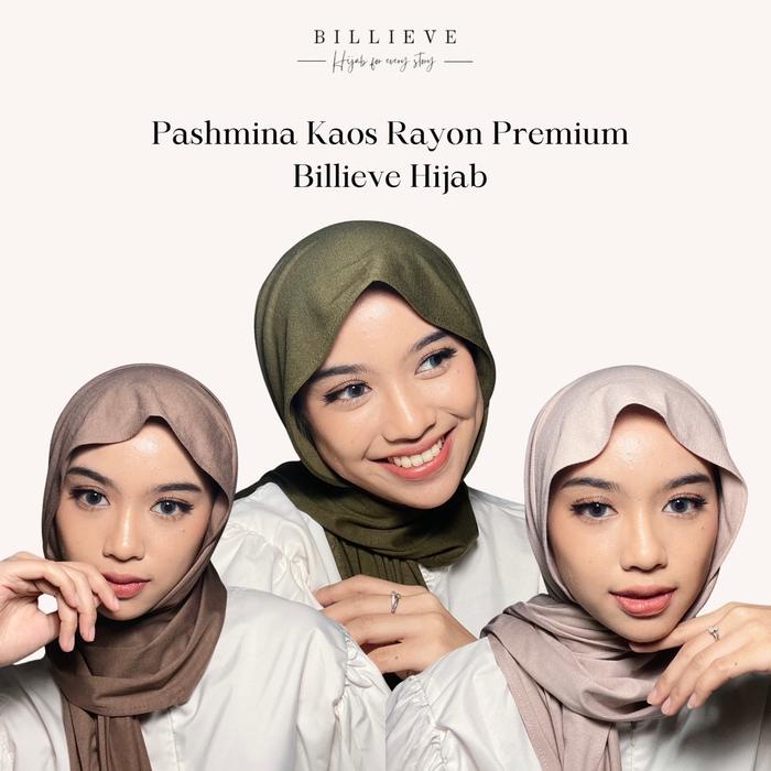 Pashmina Kaos Rayon Billieve Hijab Polos Muslim Kerudung New
