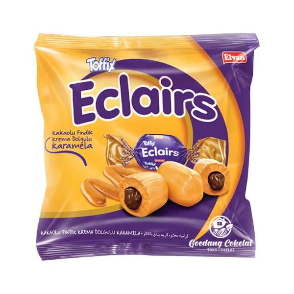 

terbaru !!! elvan toffix eclairs caramel 300g permen coklat caramel filled with cocoa hazelnut cream