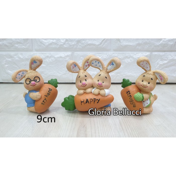 PATUNG PAJANGAN KELINCI WORTEL MINIATUR RABBIT 3 ORANGE