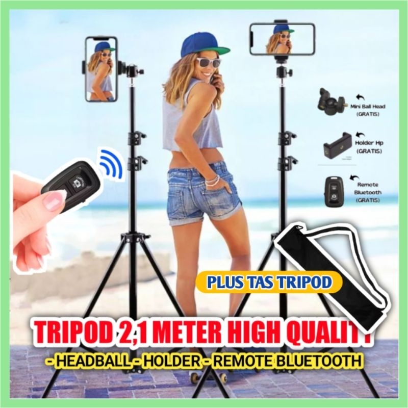 PROMO / Tripod 2.1 Meter / Tripod HP / Tripod Kamera / Tripod Ring Light Bahan Besi Kokoh / Tripod