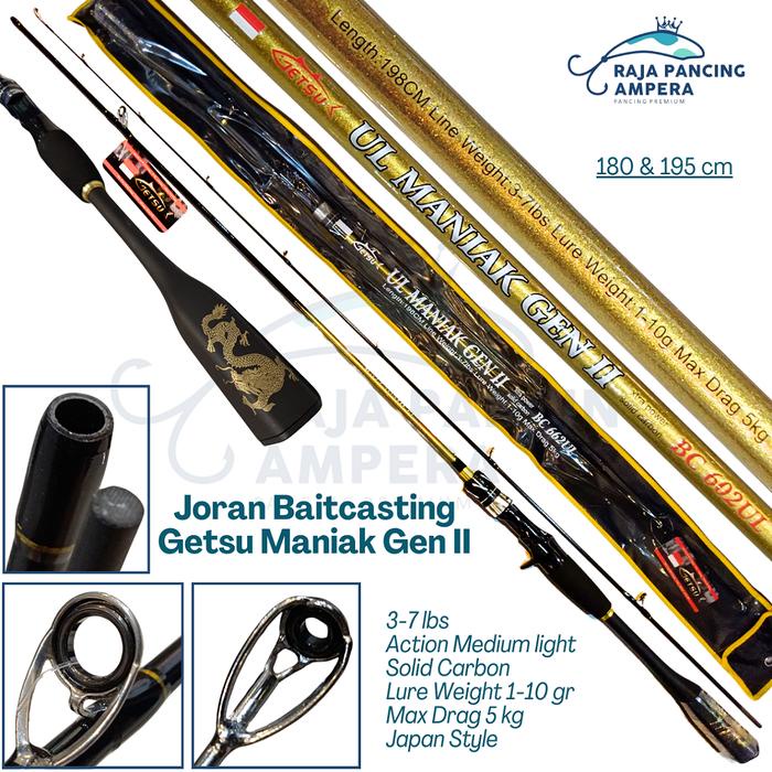 Diskon Joran Baitcasting Getsu Ul Maniak Gen Ii 3-7 Lbs Joran Pancing Bc Action Medium Light Murah