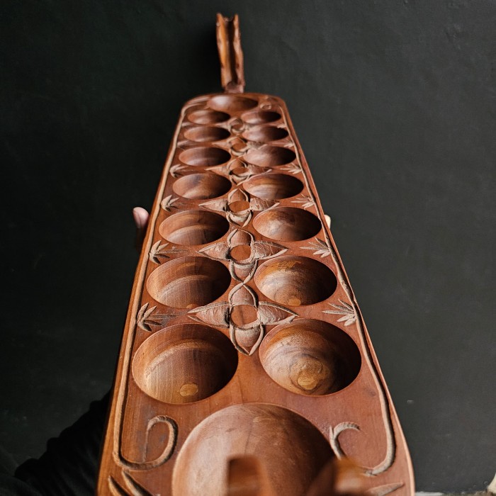LIMITED EDITION Alat Permainan Tradisional Papan Dakon Congklak Kayu Jati Ukir Naga