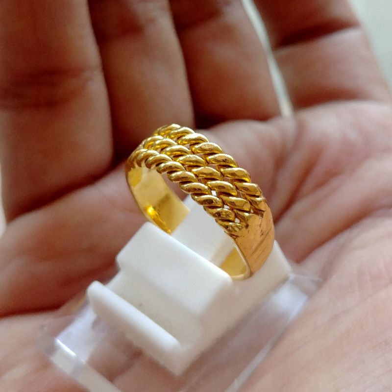 JelitaFash- Cincin Rantai Lilit Lapis Emas Asli