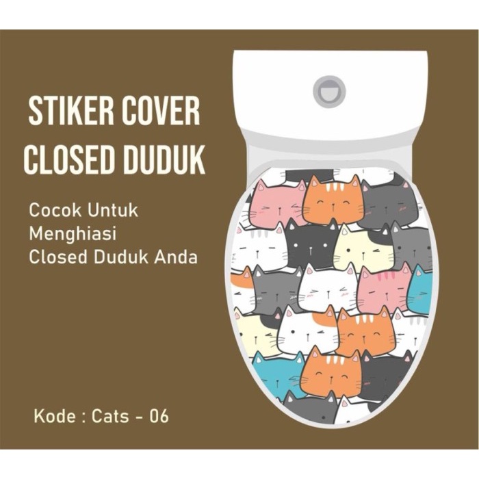 Stiker Tutup Closet Duduk Toilet Cover Desain Cat