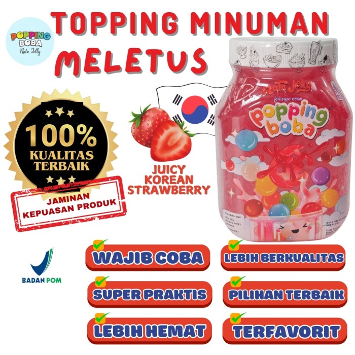 

Popping Boba Rasa Stroberi 500 gram Topping Minuman