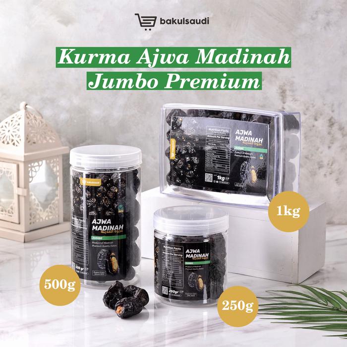 

Kurma Ajwa Madinah Jumbo Premium VIP Original 100% / Kurma Nabi Asli Saudi / Kurma Grade 1 A / Ajwah