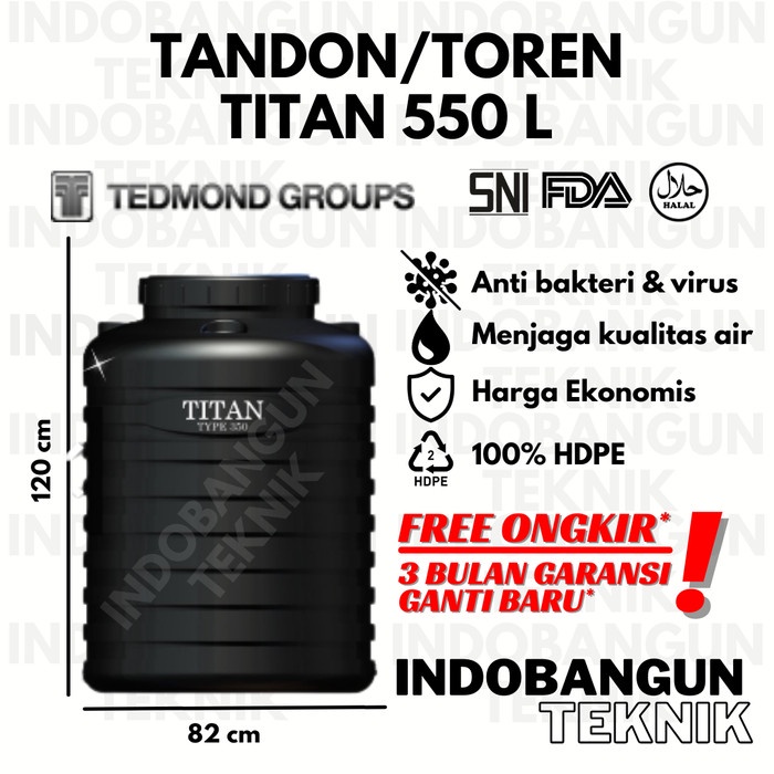 Toren Tangki Tandon Air Grand Titan 500 Liter Tedmond Kuat Tahan Lama