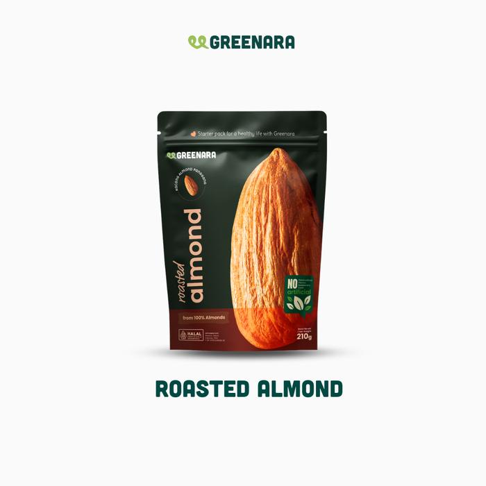 

terbaru !!! bundle 2 pcs greenara roasted almond 210g - paket 2 buah almond panggang ready
