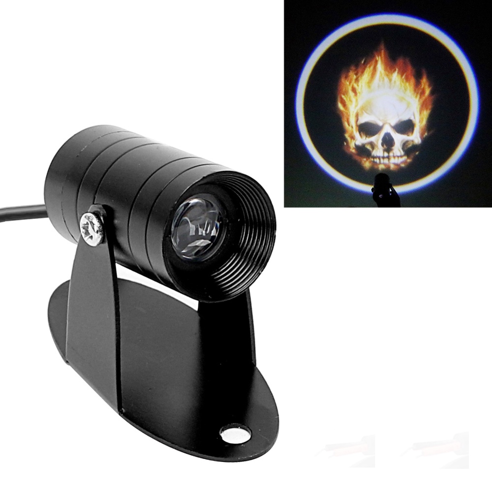 Motorcycle Spotlight Tail Lighting 3D LED Logo Light Ghost Rider Flaming Skull Fog Lamp Logo Laser P