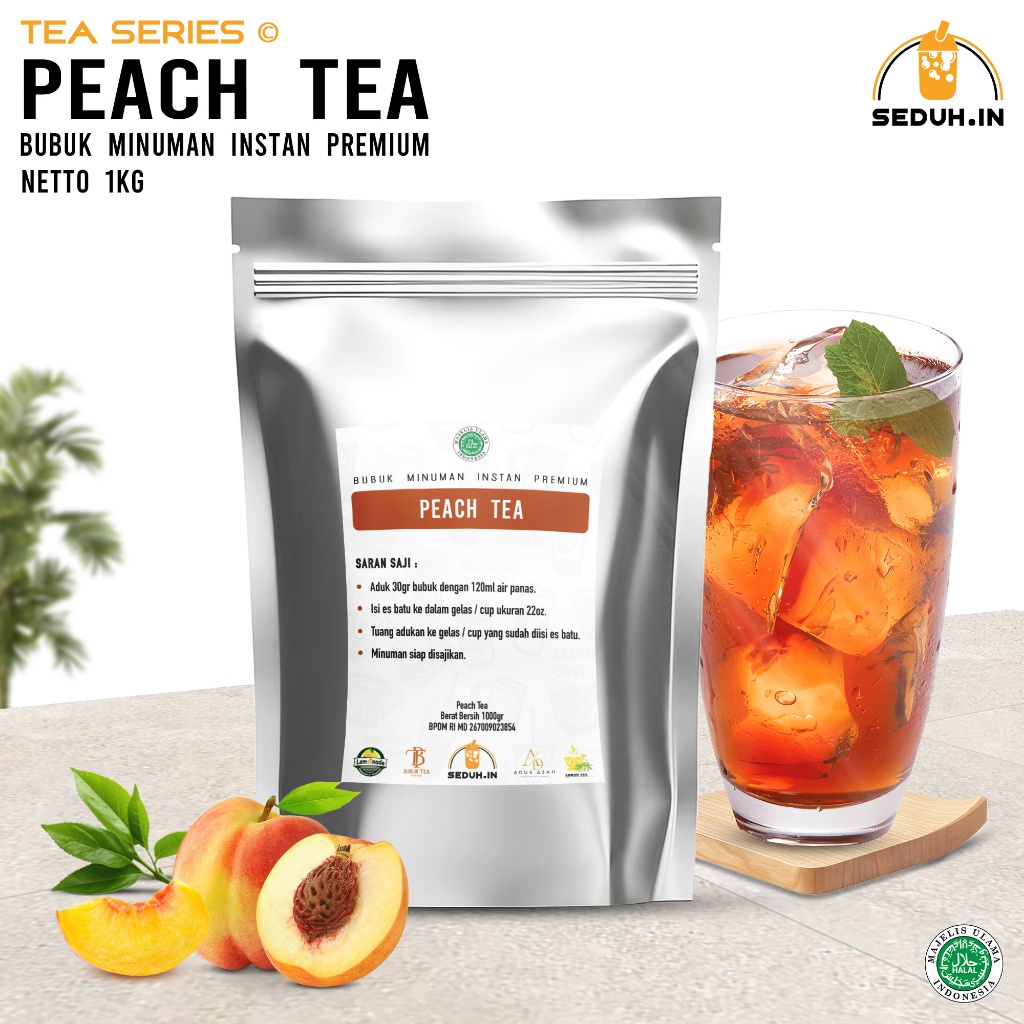 

Promo/ Bubuk Minuman Peach Tea Premium 1Kg Segar Manis {Terbaru/Terlaris/Tergcor/Kekinian}
