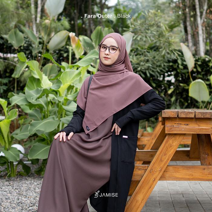 Promo Fara Outer Cardigan Atasan Basic Casual Oversize Panjang Wanita Muslimah By Jamise Syari