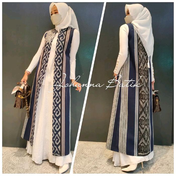 Best Seller Long Outer Tenun Terbaru Wanita - Outer Tenun Wanita Panjang Cardigan Muslim Baju Atasan