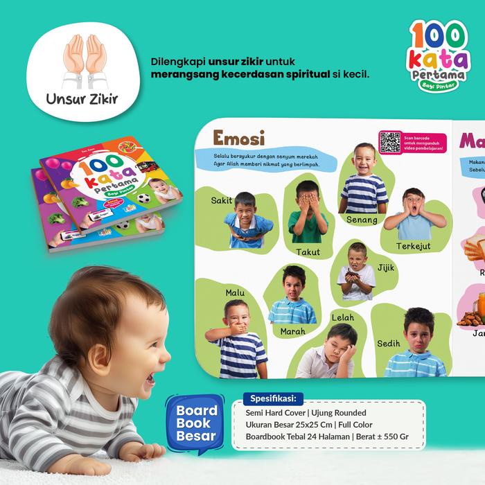 

Promo (Ready Stock) - 100 Kata Pertama Bayi Pintar - Boardbook Anak Usia 1 Th+ Buku Bayi 0 Sampai 6